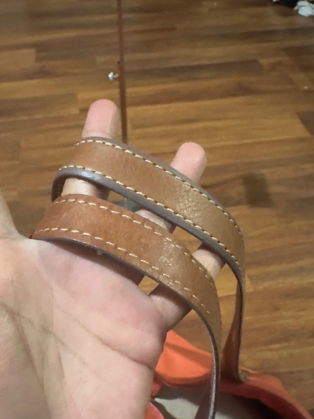 Fossil Coral Leather Tote Bag with Brown Straps